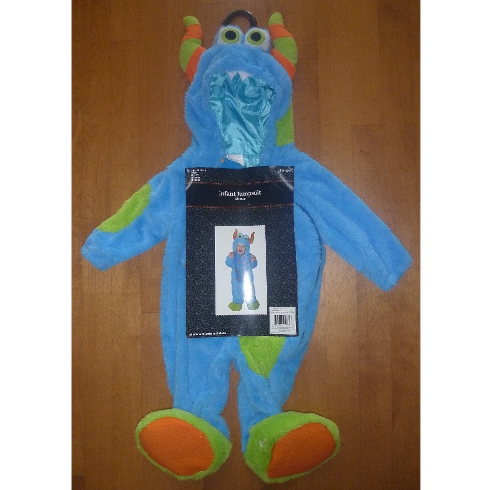 Baby Boys Girls Blue MONSTER Jumpsuit Halloween Costume Size 6 12 18 24 Mo NWT